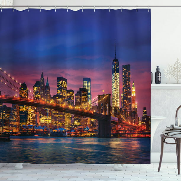 Statue of Liberty in NYC Harbor Urban City Fabric Shower Curtain Bathroom 71Inch 